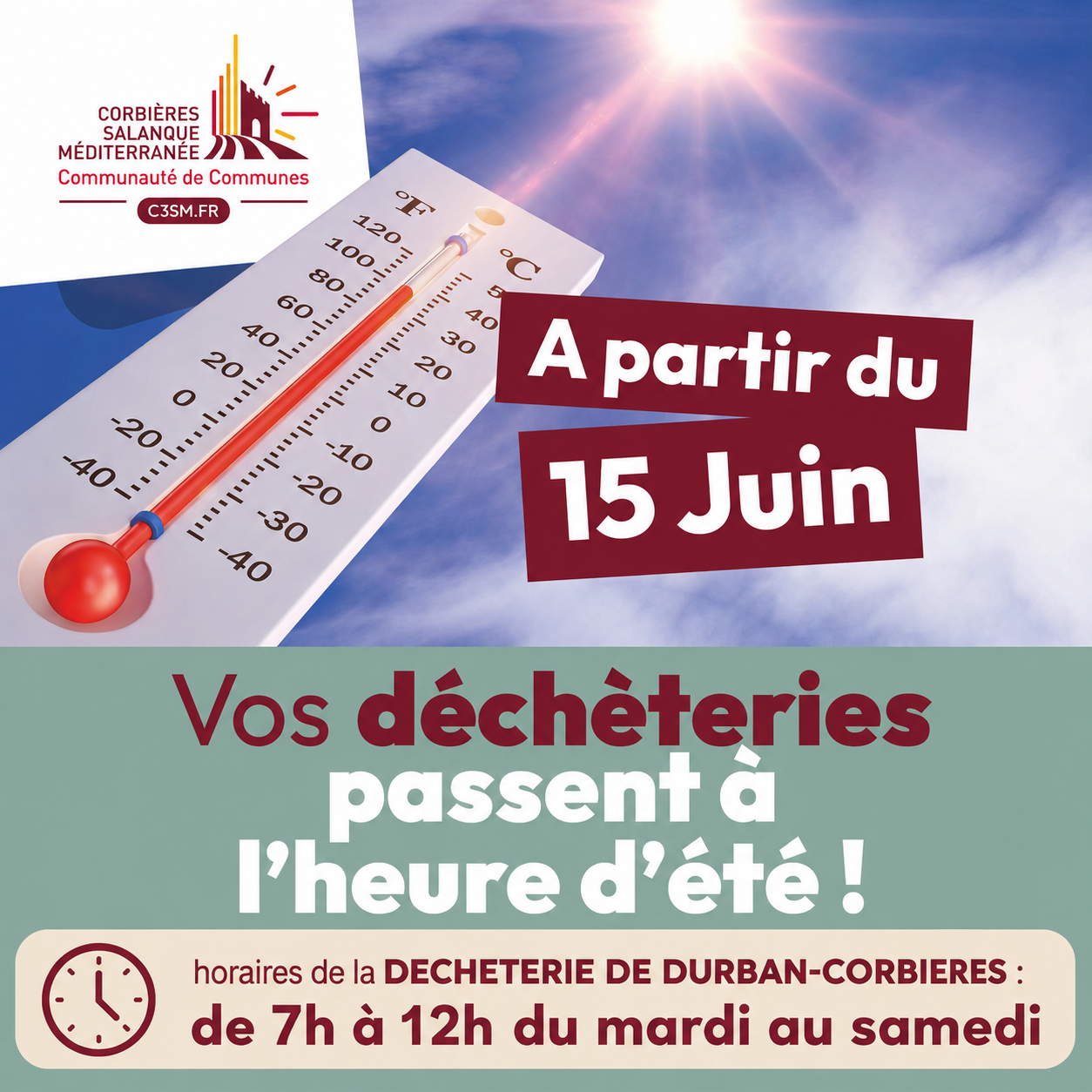 Horaires déchèterie